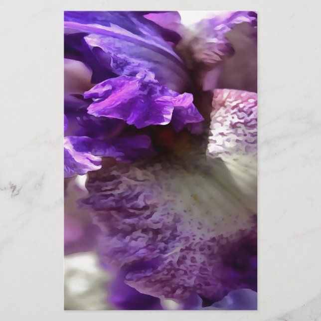 Papelaria Roxo, Violeta e Mauve Iris Abstrato (Frente)