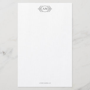 Papelaria Royal Monographic Crest Smokey Cinzas Personalizad