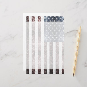 Papelaria Rustic Red White Blue Sparkles bandeira dos EUA