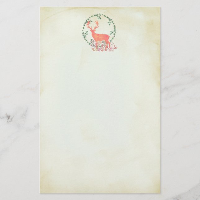 Papelaria Rustic Reindeer Boho Watercolor (Frente)
