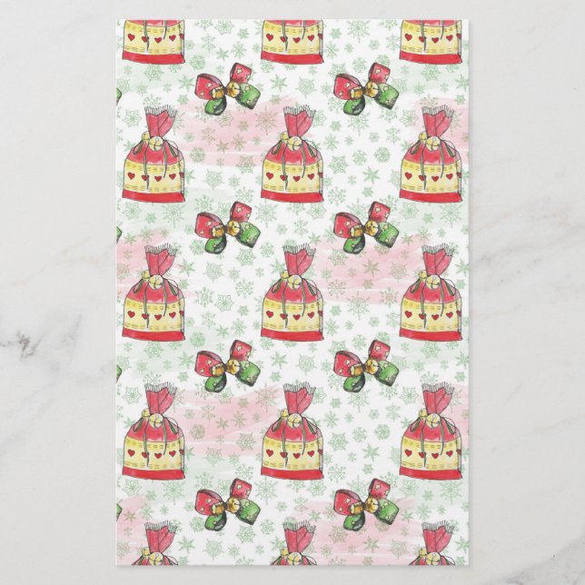 Papelaria Saco de natal de aquarelas (Frente)