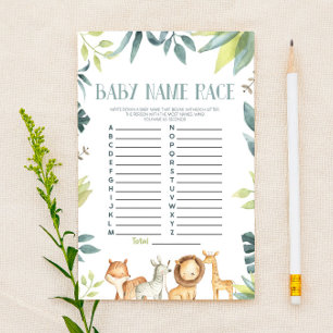 Papelaria Safari Animal Nome Race Chá de fraldas