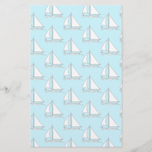 Papelaria Sailboats On Blue Sea Pattern (Frente)