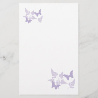 Papelaria Samambaias roxas da lavanda das borboletas