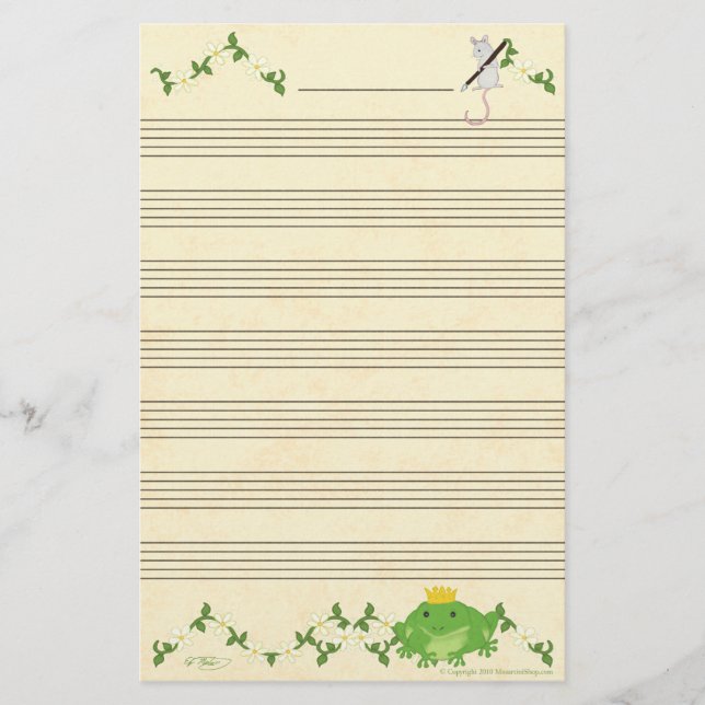 Papelaria Sapo Prince & Mouse Music Manuscript Paper (Frente)
