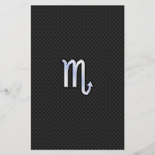 Papelaria Scorpio Zodiac Chrome Símbolo Black Cobra Deco (Frente)
