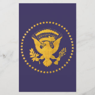 Papelaria Selo presidencial Dourado na terra azul