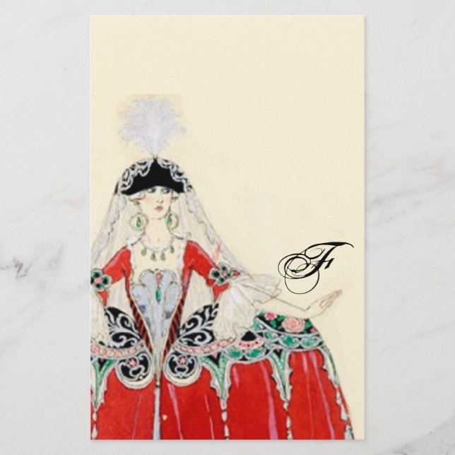 PAPELARIA SENHORA EM MONOGRAMA DE DESIGNER DE CUSTOS DE MODA (Frente)