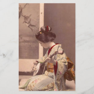 Papelaria Senhora japonesa Gueixa Asiático Vintage Arte