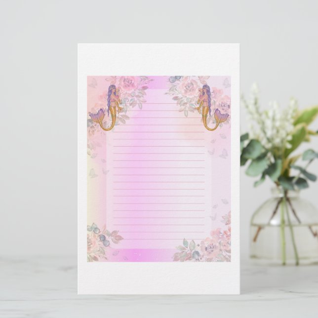 Papelaria Sereia com arte bebê por Renee Lavoie (Em pé/Frente)