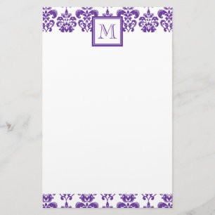 Papelaria Seu monograma, cor damasco roxa escura 2