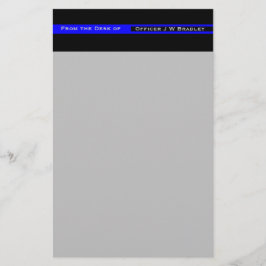 Papelaria Seu nome no apoio policial da linha azul fina