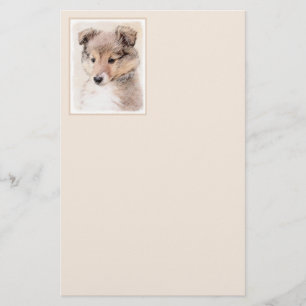 Papelaria Shetland Sheepdog Puppy Pintura Original