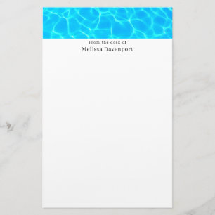 Papelaria Shimmering Blue Piscina Water Refletions Foto