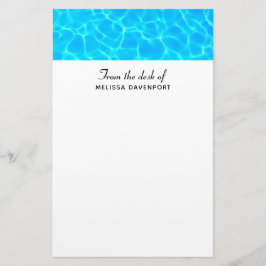 Papelaria Shimmering Blue Piscina Water Refletions Foto