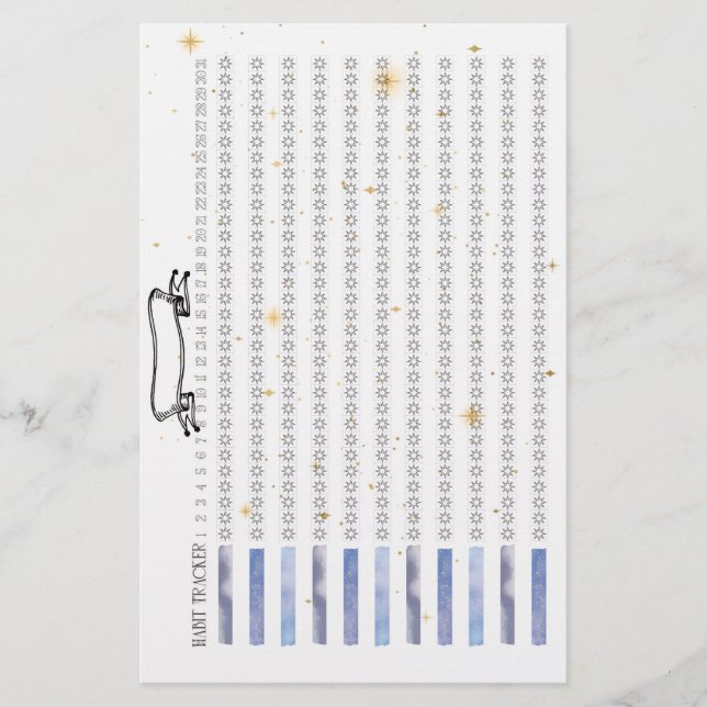Papelaria Shine Like Stars Monthly Habit Tracker (Frente)