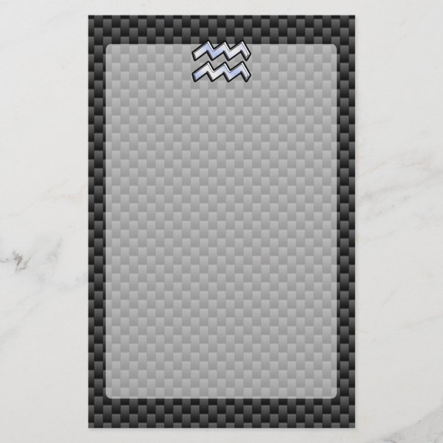 Papelaria Silver Aquarius Símbolo Zodiac Estilo de Fibra Car (Frente)