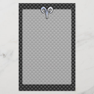 Papelaria Silver Aries Zodiac Sinal Impressão de Fibra de C