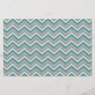 Papelaria Silver Foil e Teal ZigZag