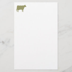 Papelaria Símbolo de Vaca - Khaki em Branco