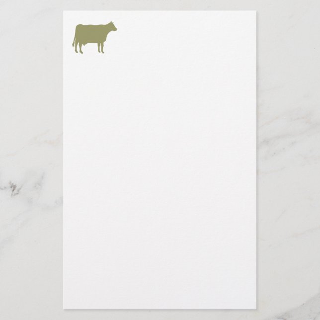 Papelaria Símbolo de Vaca - Khaki em Branco (Frente)