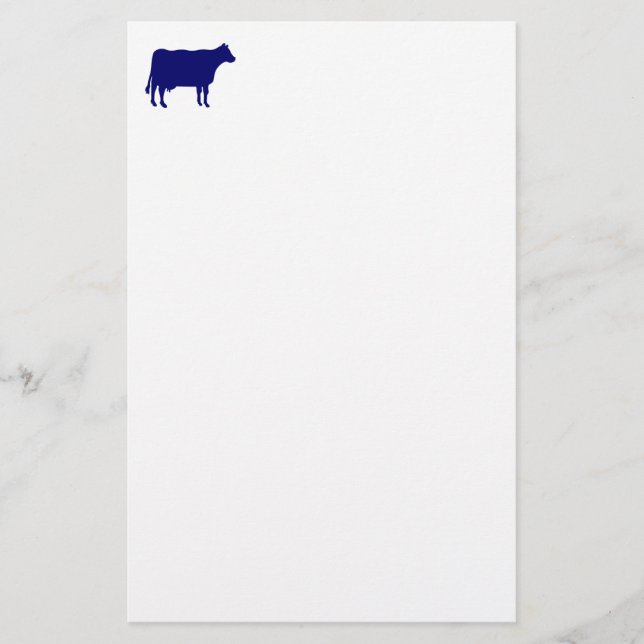 Papelaria Símbolo de Vaca - Marinho Azul em Branco (Frente)