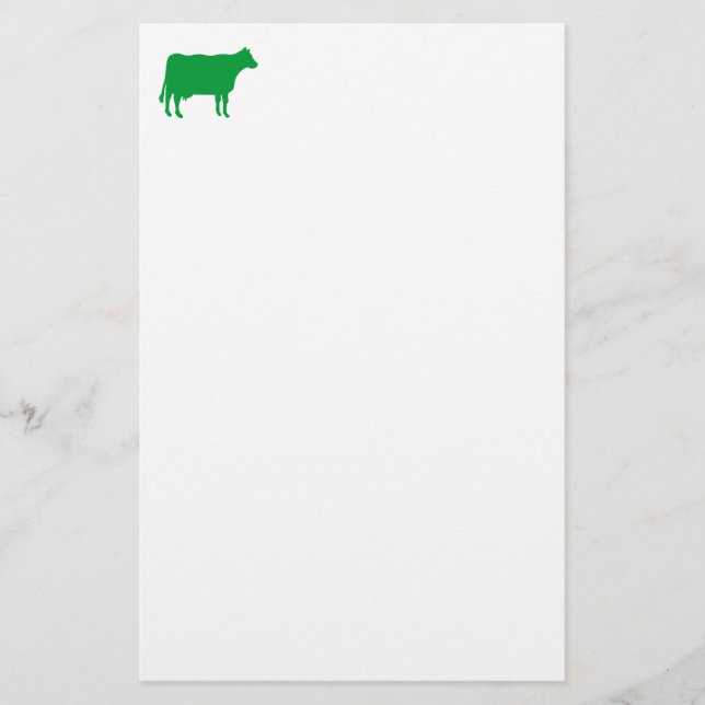 Papelaria Símbolo de Vaca - Verde de Grama em Branco (Frente)