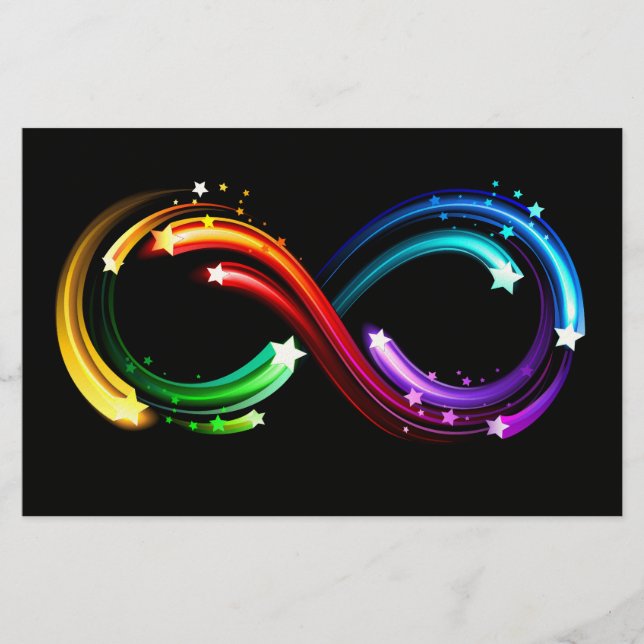 Papelaria Símbolo do infinito de cometas arco-íris (Frente)