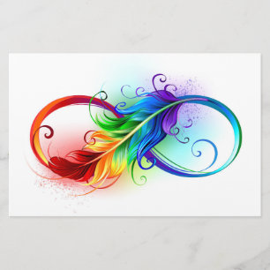 Papelaria Símbolo Infinito com Pena Arco-Íris
