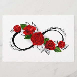 Papelaria Símbolo Infinity com Rosa vermelha