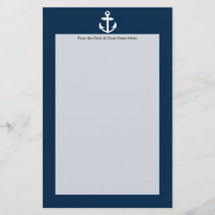 Papelaria Símbolo náutico branco/azul da âncora