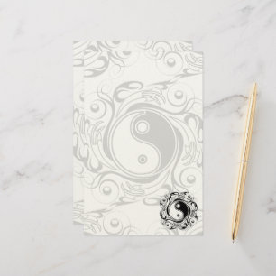 Papelaria Símbolo Yin & Yang Preto e Branco Estilo Tatuagem