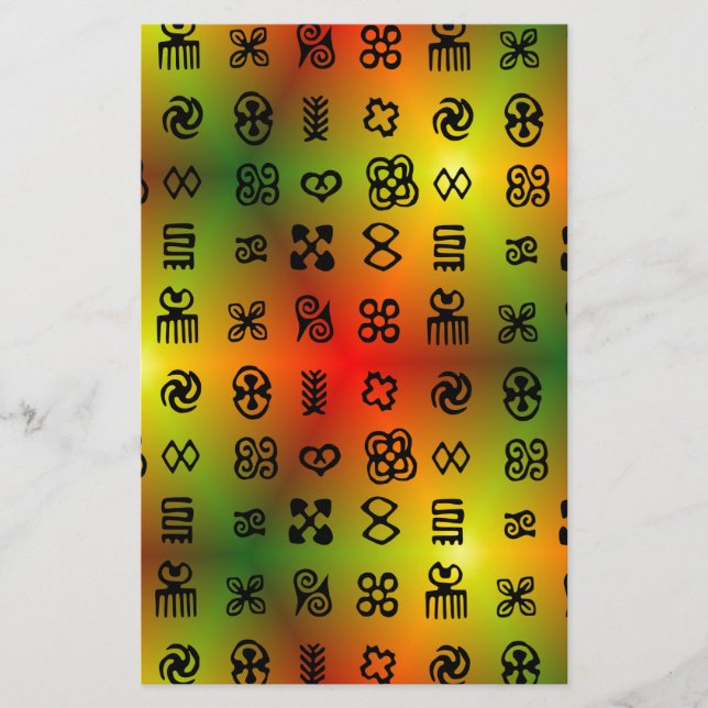 Papelaria Símbolos de Adinkra com cores africanas (Frente)