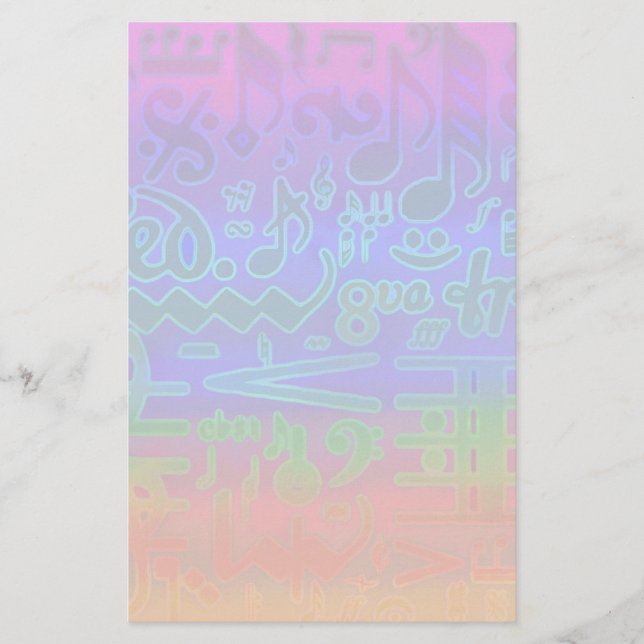 Papelaria Símbolos Musicais Coloridos Stationery (Frente)