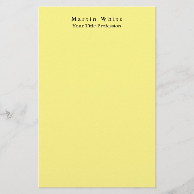 Papelaria Simples, Amarelo claro, profissional moderno (Frente)