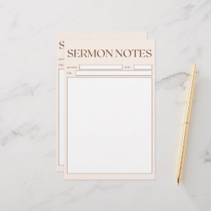 Papelaria Simples Beige Christian Sermon Notes Para A Igreja