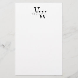 Papelaria Simples iniciais elegantes em preto e branco
