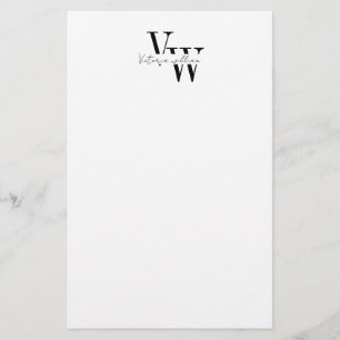 Papelaria Simples iniciais elegantes em preto e branco