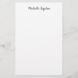 Papelaria Simples Nome Moderno Branco Simples Caligrafia Edi