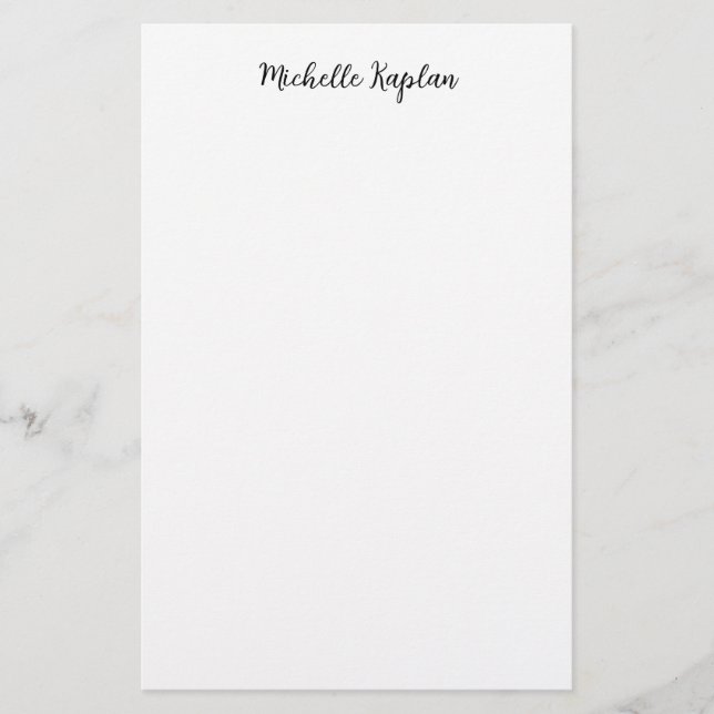 Papelaria Simples Nome Moderno Branco Simples Caligrafia Edi (Frente)