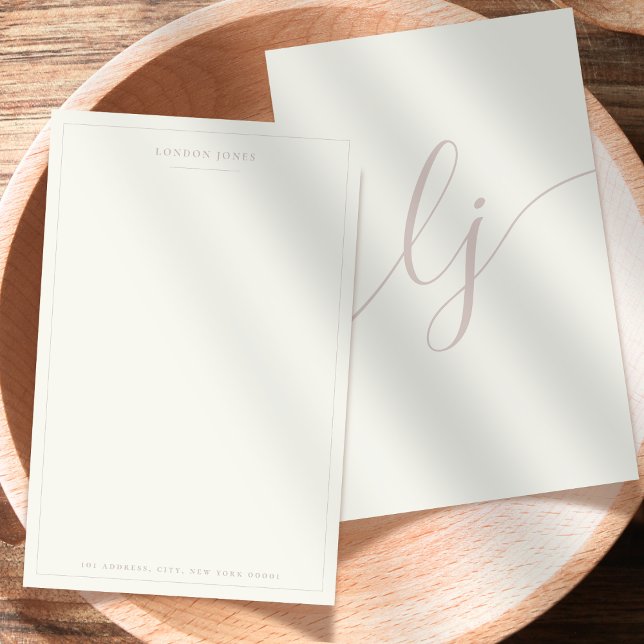 Papelaria Simples Script Personalizado Stationery Rosa (Criador carregado)