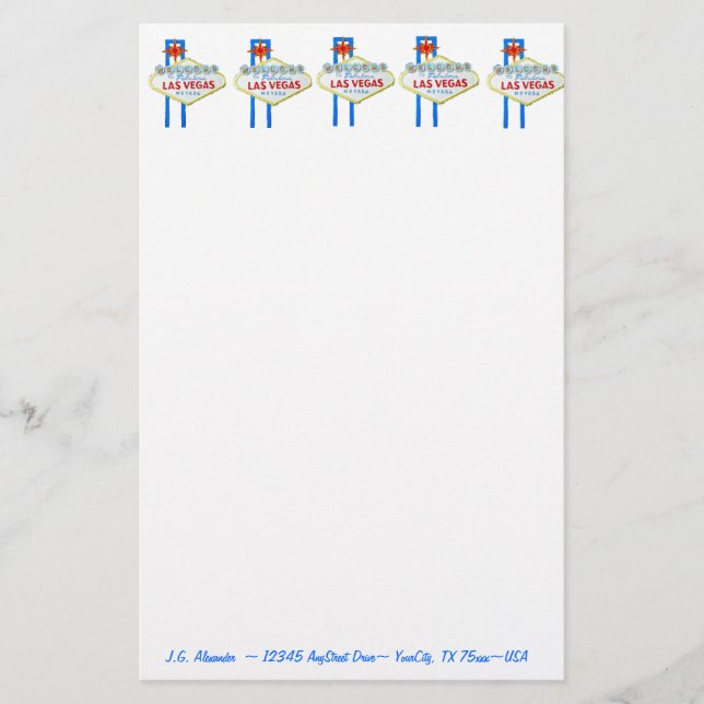 Papelaria Sinal de boas-vindas da tira de Las Vegas (Frente)