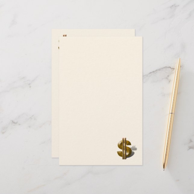 Papelaria Sinal de Dólar Dourado (Frente/Verso In Situ)