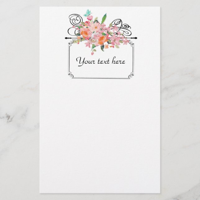 Papelaria Sinal de enforcamento floral vitoriano casamento (Frente)