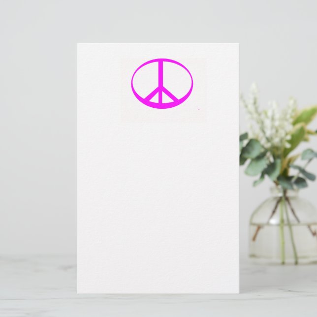 Papelaria Sinal de Paz Rosa Quente (Em pé/Frente)