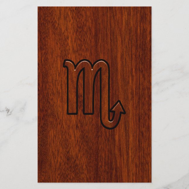 Papelaria Sinal de Scorpio Zodiac no Estilo de Mahogany (Frente)