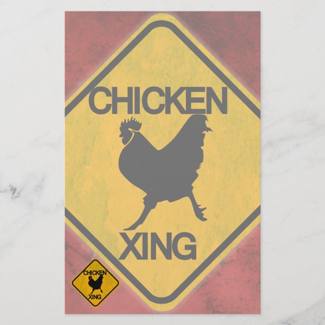 Papelaria Sinal Rustic Chicken Crossing (Frente)