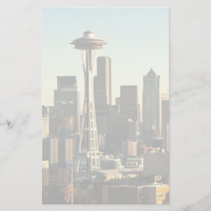 Papelaria Skyline de Seattle e agulha do centro do espaço