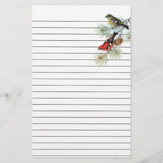 Papelaria Snowbirds no papel alinhado azul