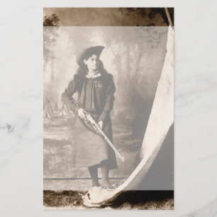 Papelaria Srta. Annie Oakley com arma, foto de Vintage